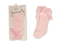 Satin Bow Knee High Socks 0-18M - Pink
