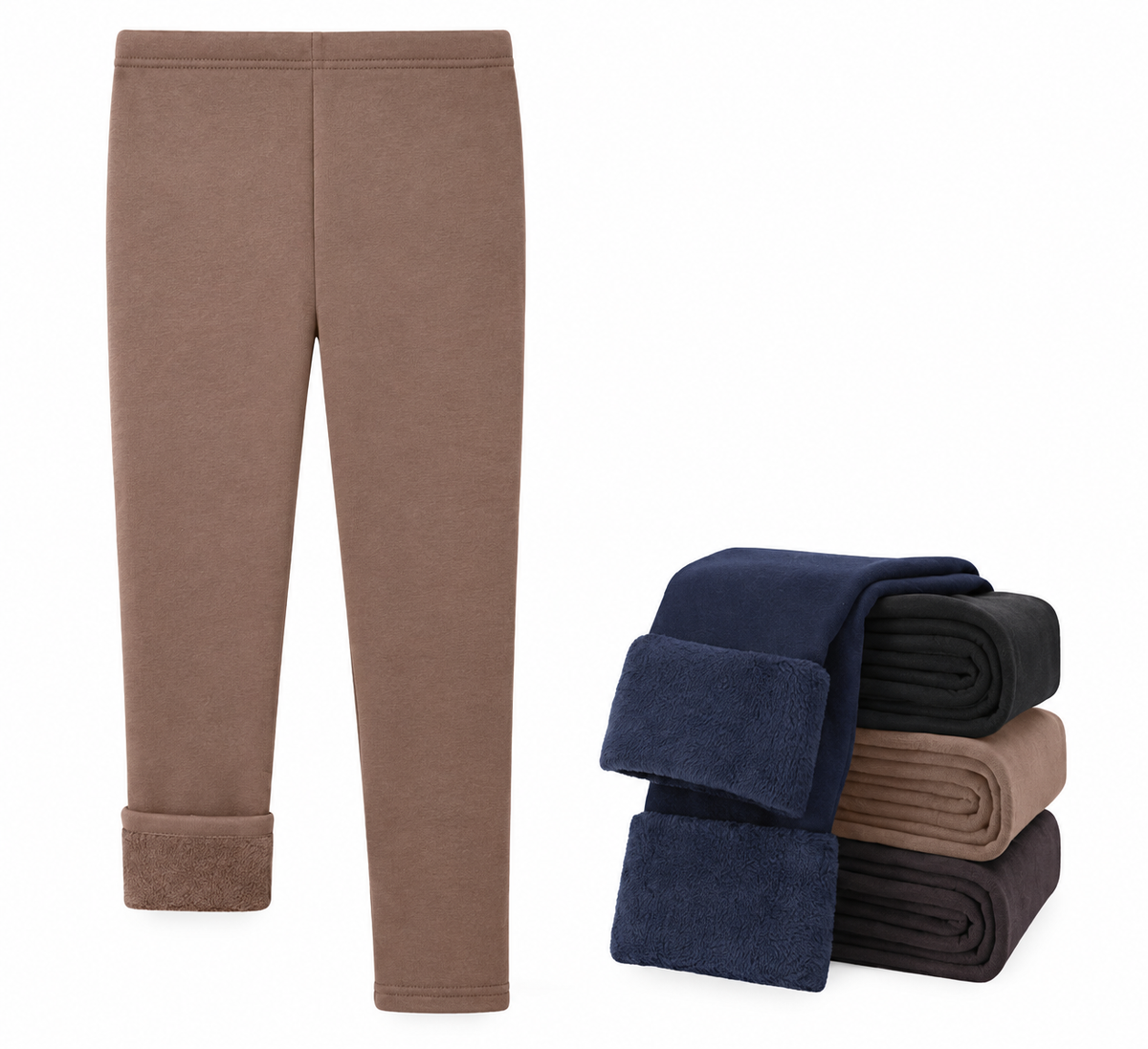 Fleece Lined Leggings – Brown
